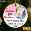 Personalized Baby First Christmas Elephant Circle Ornament SB262 23O53 1