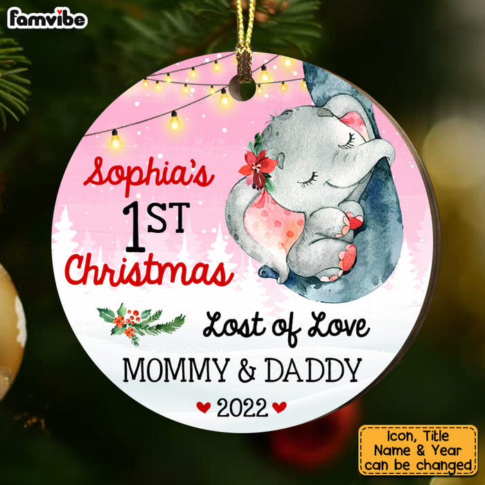 Personalized Baby First Christmas Elephant Circle Ornament SB262 23O53 1