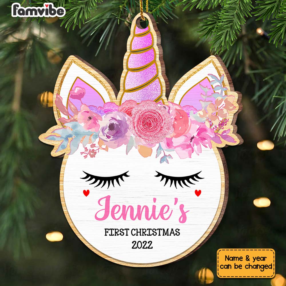 Personalized Baby Unicorn First Christmas Ornament SB271 85O67 Primary Mockup