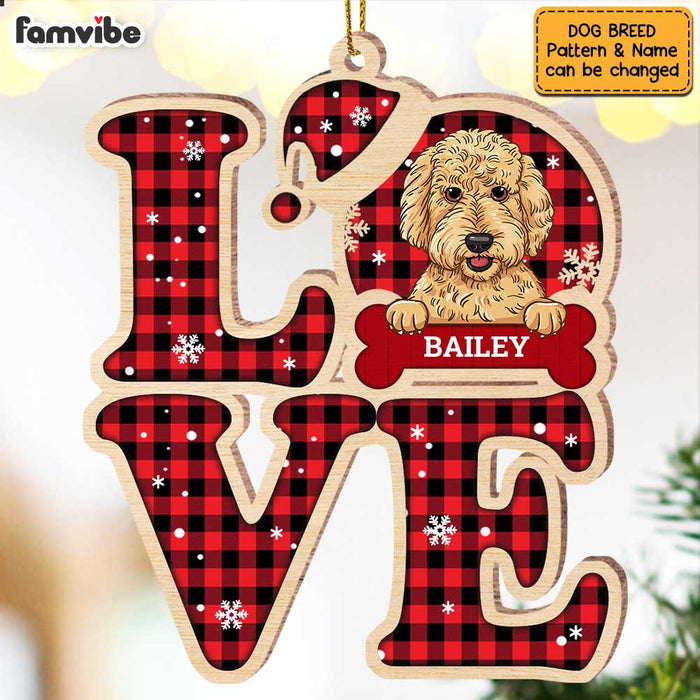 Personalized Love Dog Buffalo Plaid Ornament SB271 30O47 1