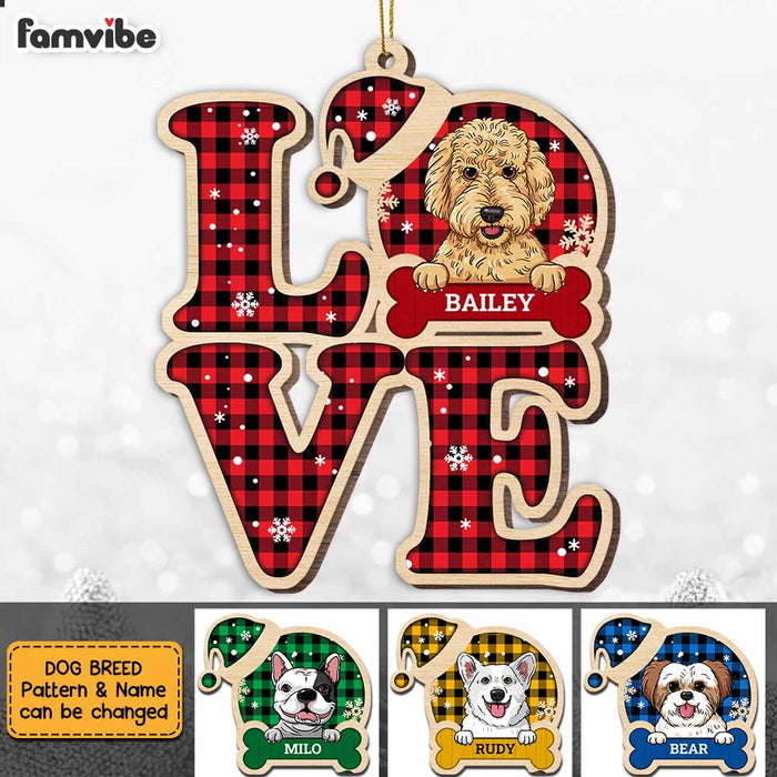 Personalized Love Dog Buffalo Plaid Ornament SB271 30O47 1