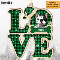 Personalized Love Dog Buffalo Plaid Ornament SB271 30O47 thumb 1