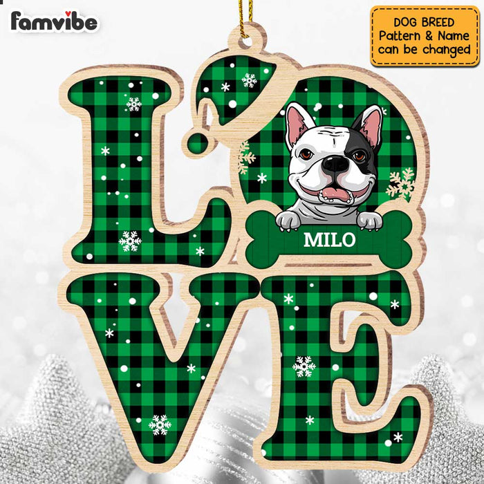 Personalized Love Dog Buffalo Plaid Ornament SB271 30O47 1