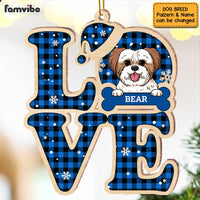 Personalized Love Dog Buffalo Plaid Ornament SB271 30O47 thumb 1