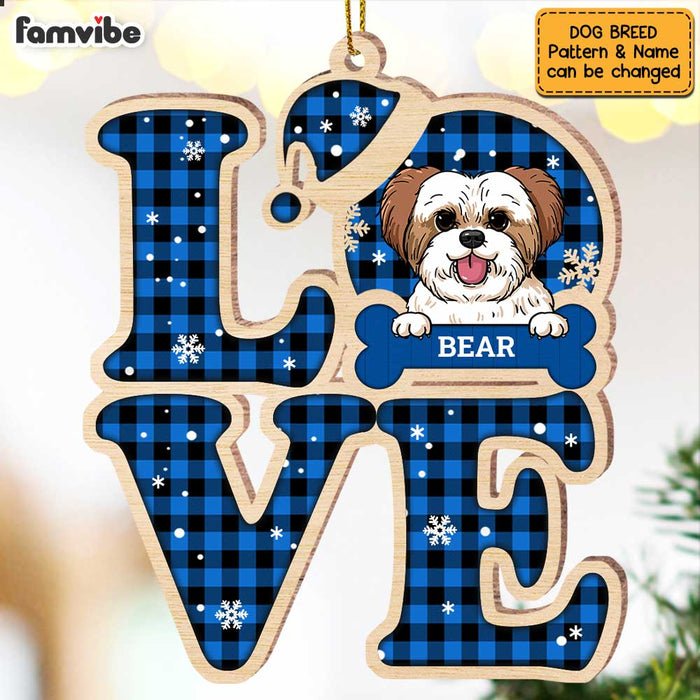 Personalized Love Dog Buffalo Plaid Ornament SB271 30O47 1