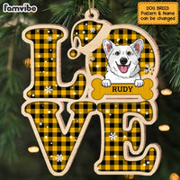 Personalized Love Dog Buffalo Plaid Ornament SB271 30O47 thumb 1