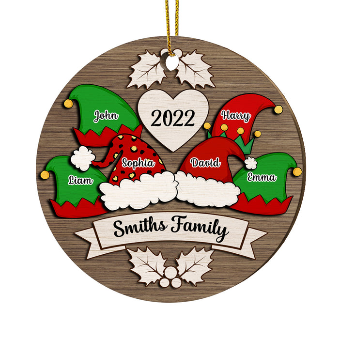 Personalized Family Christmas Hat Santa Elf Ornament Circle Ornament SB295 58O28 1