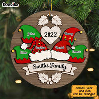Personalized Family Christmas Hat Santa Elf Ornament Circle Ornament SB295 58O28 thumb 1