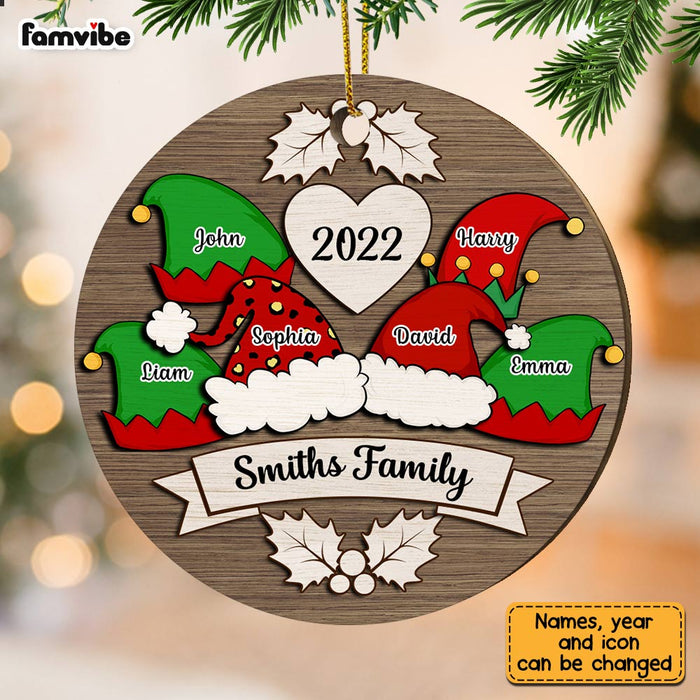 Personalized Family Christmas Hat Santa Elf Ornament Circle Ornament SB295 58O28 1