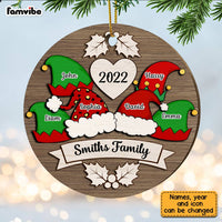 Personalized Family Christmas Hat Santa Elf Ornament Circle Ornament SB295 58O28 thumb 1
