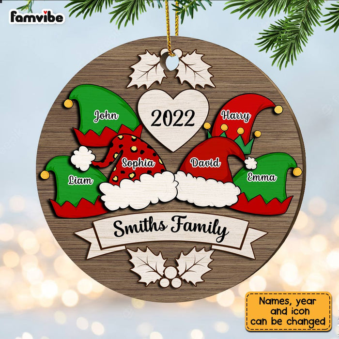 Personalized Family Christmas Hat Santa Elf Ornament Circle Ornament SB295 58O28 1