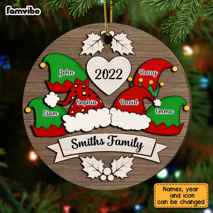 Personalized Family Christmas Hat Santa Elf Ornament Circle Ornament SB295 58O28 1