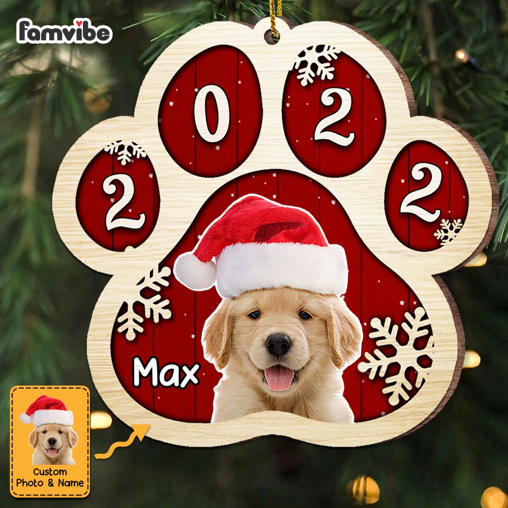 Personalized Dog Paw Christmas Photo Ornament SB283 32O67 Primary Mockup