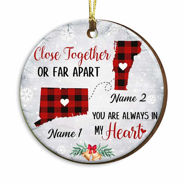 Personalized Long Distance Close Together Circle Ornament SB65 30O34