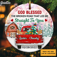 Personalized Couple Red Truck The Broken Road Circle Ornament OB12 32O28 thumb 1