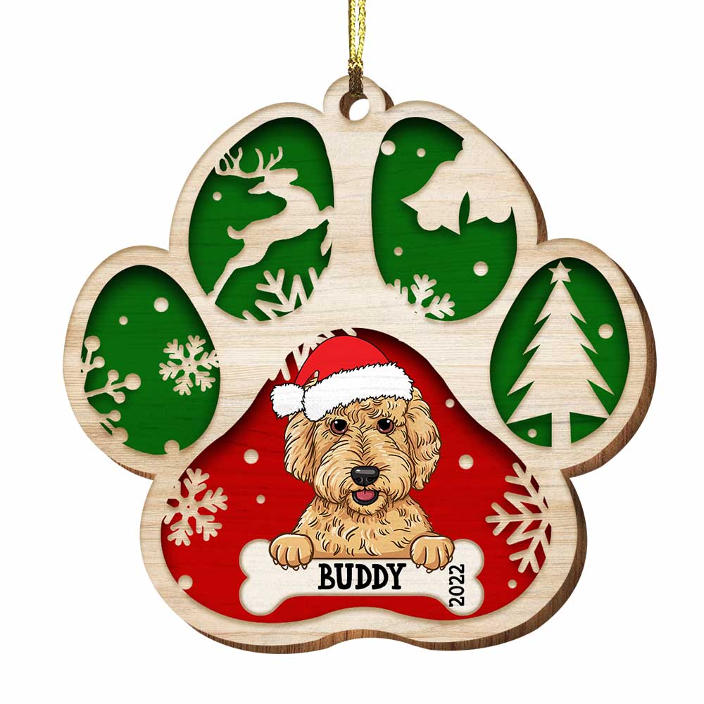 Personalized Dog Paw Merry Christmas Ornament SB282 58O34 Primary Mockup