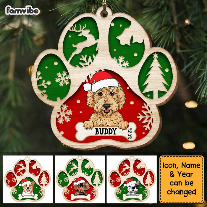 Personalized Dog Paw Merry Christmas Ornament SB282 58O34 1
