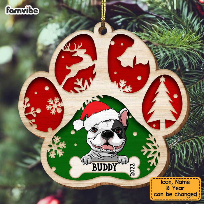 Personalized Dog Paw Merry Christmas Ornament SB282 58O34 1