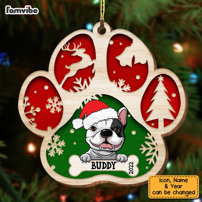 Personalized Dog Paw Merry Christmas Ornament SB282 58O34 1