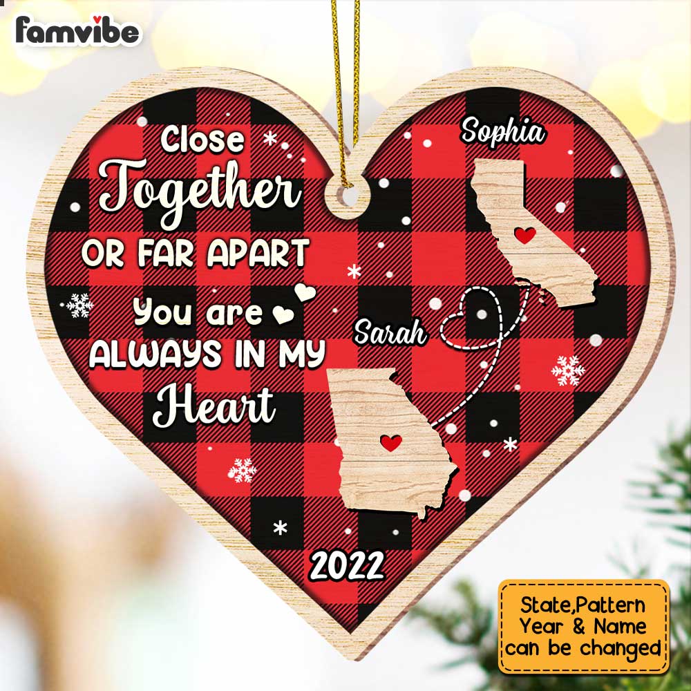 Personalized Long Distance You Are Always In My Heart Ornament SB282 32O47 Primary Mockup