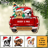 Personalized Dog Happy Red Truck Christmas Ornament SB296 58O34 1