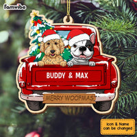 Personalized Dog Happy Red Truck Christmas Ornament SB296 58O34 thumb 1