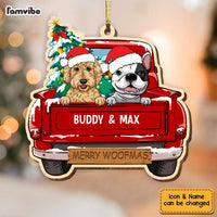 Personalized Dog Happy Red Truck Christmas Ornament SB296 58O34 thumb 1
