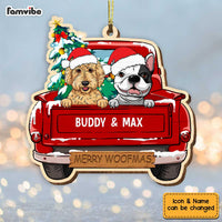 Personalized Dog Happy Red Truck Christmas Ornament SB296 58O34 thumb 1