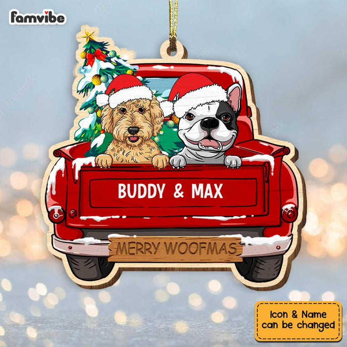 Personalized Dog Happy Red Truck Christmas Ornament SB296 58O34 1