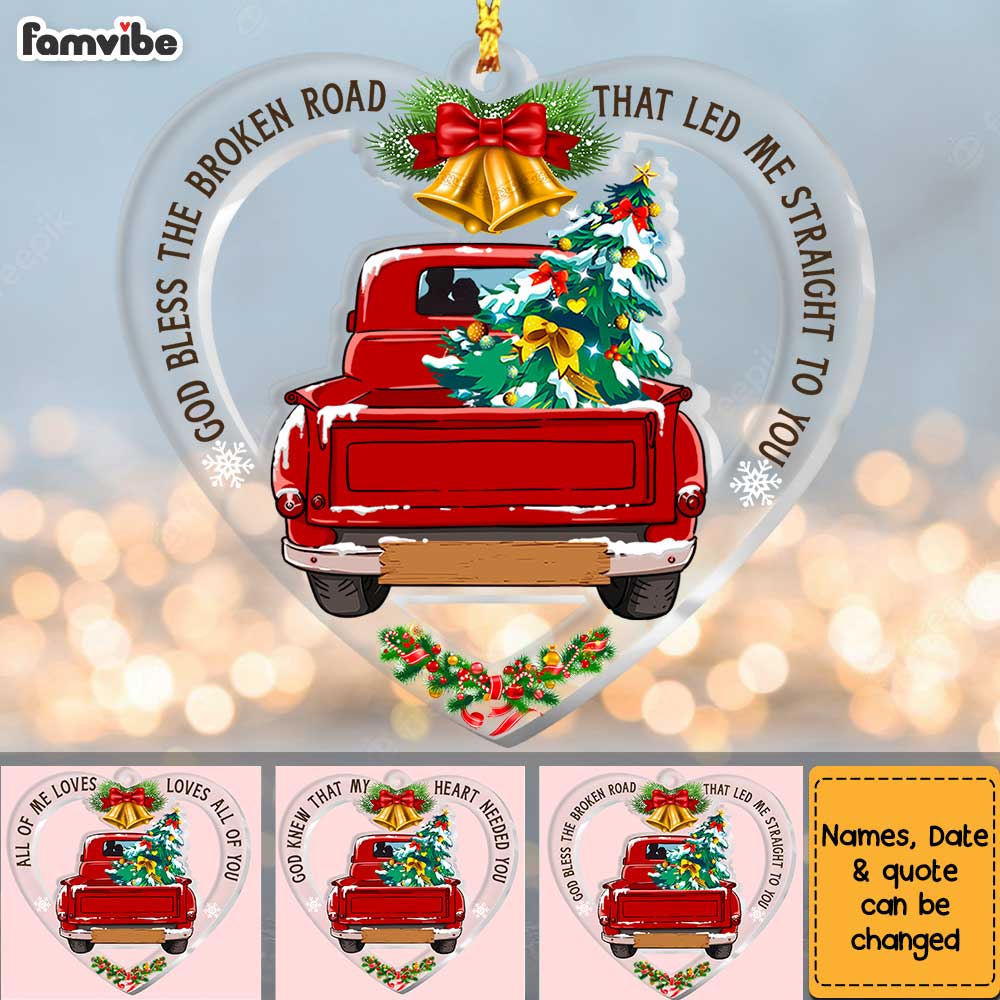 Personalized Couple Happy Red Truck Christmas Ornament SB291 58O34 Primary Mockup