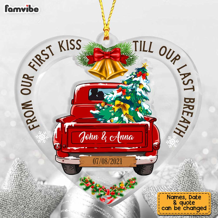 Personalized Couple Happy Red Truck Christmas Ornament SB291 58O34 1