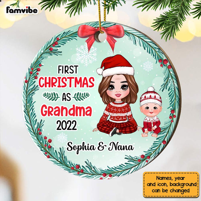 Personalized First Christmas As For Whole Family Baby 1st Xmas Circle Ornament SB292 58O28 1