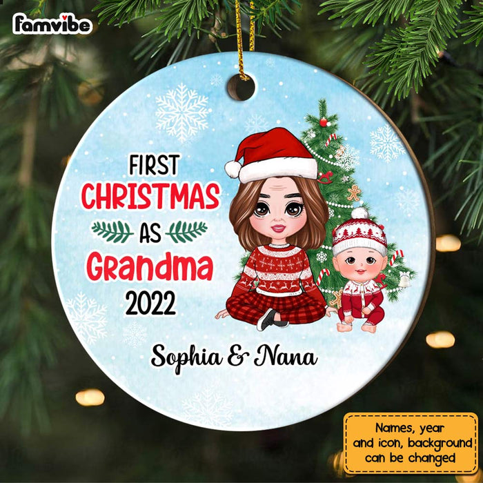 Personalized First Christmas As For Whole Family Baby 1st Xmas Circle Ornament SB292 58O28 1