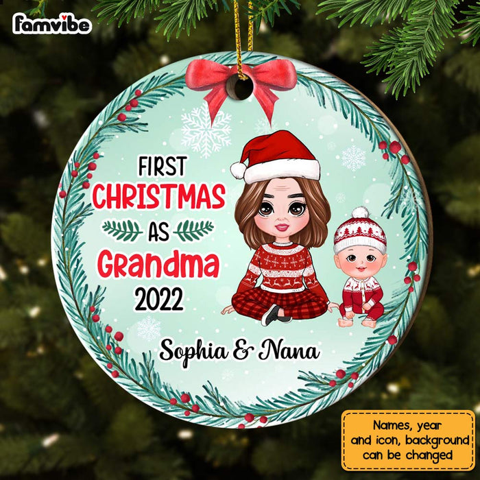 Personalized First Christmas As For Whole Family Baby 1st Xmas Circle Ornament SB292 58O28 1