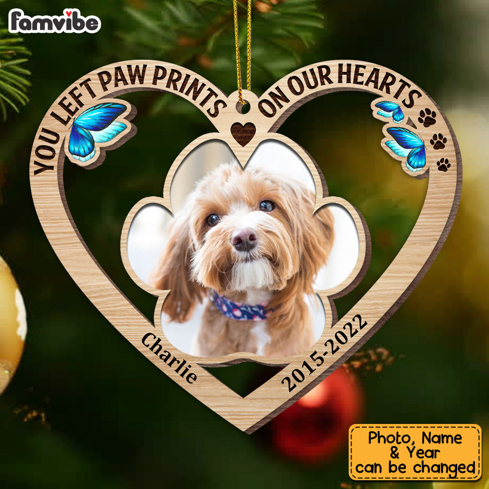 Personalized Dog Memo Left Pawprint In My Heart Ornament SB294 30O53 Primary Mockup