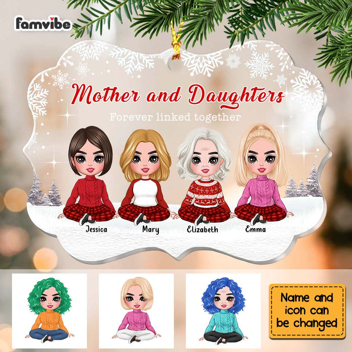 Personalized Mother And Daughter Forever Linked Together Christmas Benelux Ornament SB293 23O67 1