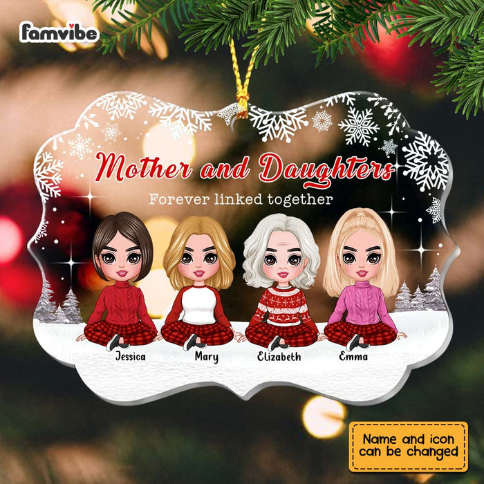 Personalized Mother And Daughter Forever Linked Together Christmas Benelux Ornament SB293 23O67 1