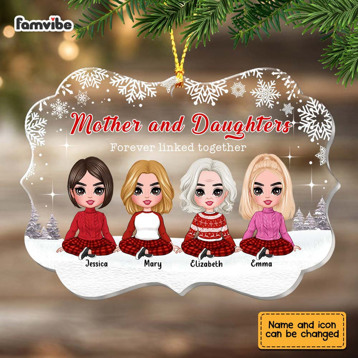 Personalized Mother And Daughter Forever Linked Together Christmas Benelux Ornament SB293 23O67 1