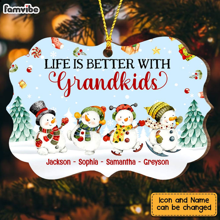 Personalized Life Is Better With Grandkids Snowman Christmas Benelux Ornament SB303 32O47 1