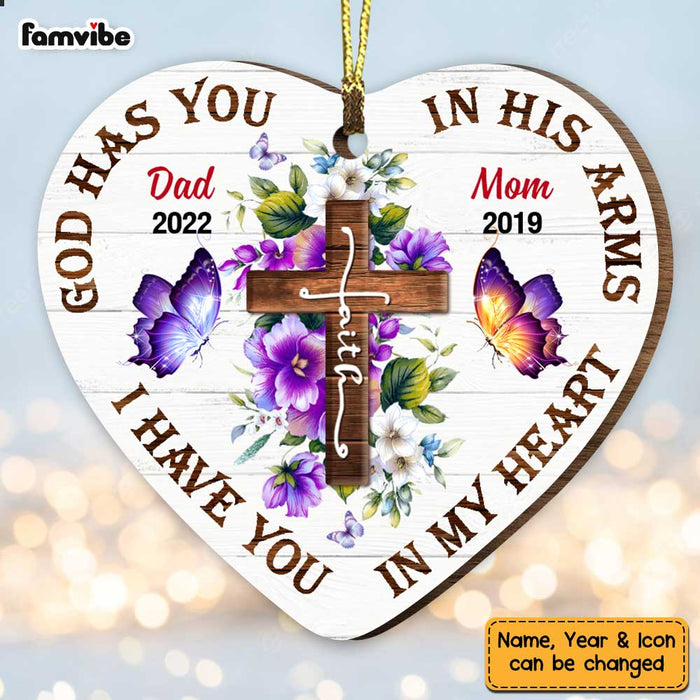 Personalized Memo God Has You In His Arm Heart Ornament OB15 30O47 1