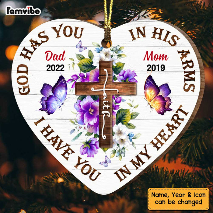 Personalized Memo God Has You In His Arm Heart Ornament OB15 30O47 1