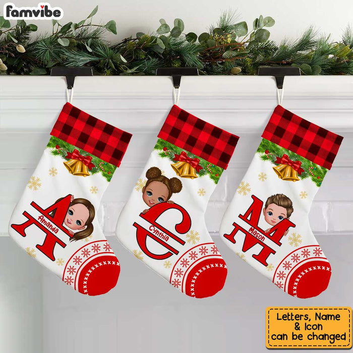 Personalized Split Letters Daughter Son Christmas Stocking OB14 85O34 1
