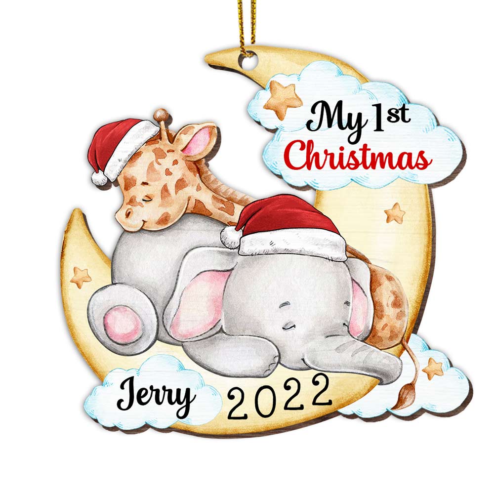 Personalized Animal Baby First Christmas Ornament OB43 32O28 Primary Mockup