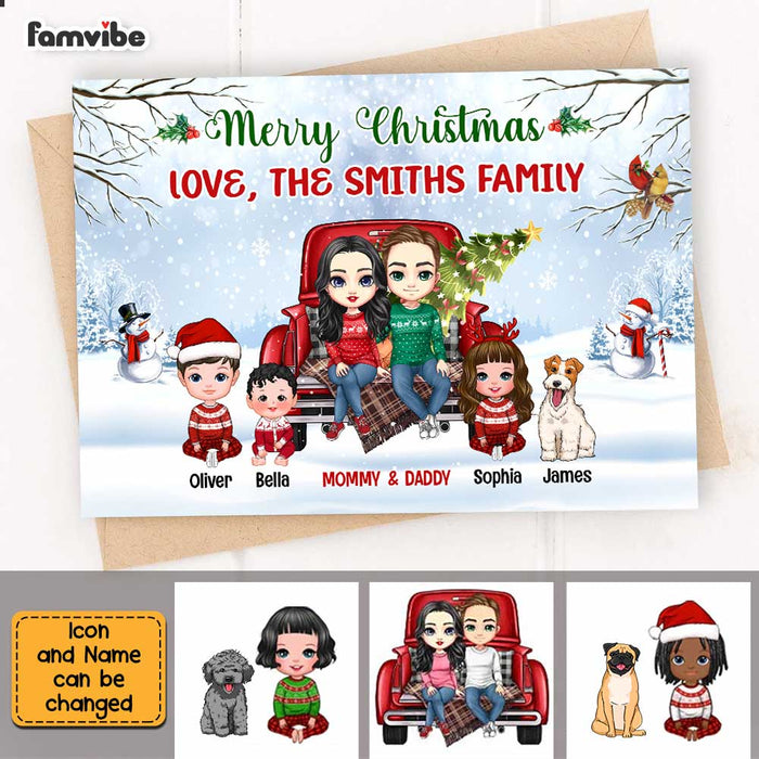 Personalized Family On Red Truck Christmas Card OB13 30O47 1