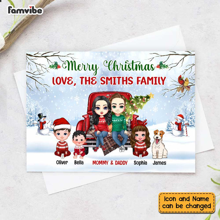 Personalized Family On Red Truck Christmas Card OB13 30O47 1