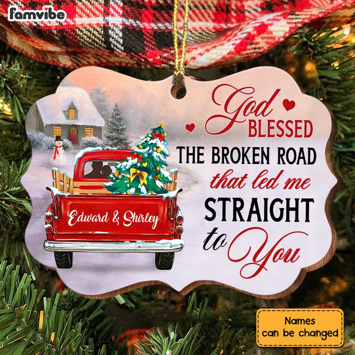 Personalized God Blessed Red Truck Couple Benelux Ornament OB11 23O34 1