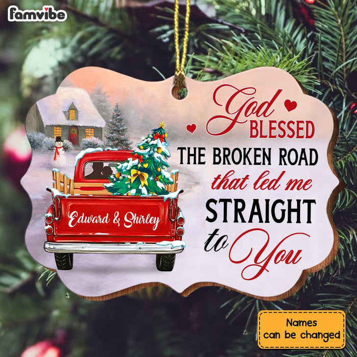 Personalized God Blessed Red Truck Couple Benelux Ornament OB11 23O34 1