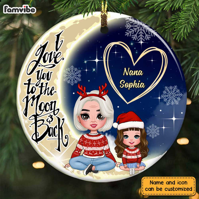 Personalized Grandma Love To The Moon And Back Circle Ornament OB31 32O28 1