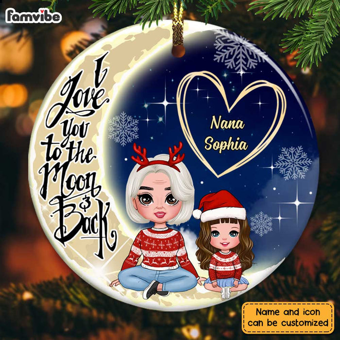 Personalized Grandma Love To The Moon And Back Circle Ornament OB31 32O28 1