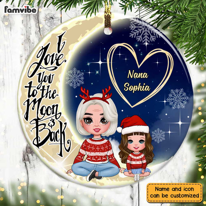 Personalized Grandma Love To The Moon And Back Circle Ornament OB31 32O28 1